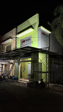 Kanopi, signage letter dan cladding outdoor Toko ATK Alvin Creative, Mojokerto