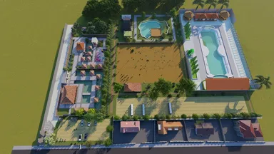 Visualisasi 3D rumah makan, wisata dan cottage Puri Manyar, Pasuruan